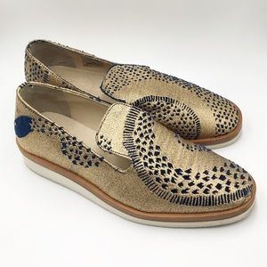 Free People snake eyes gold metallic loafers